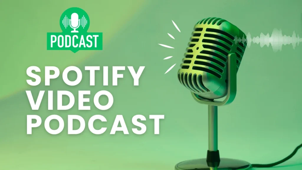 Spotify video podcast and a microphone on a stand 